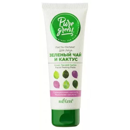 Yuz peeling pastasi BIELITA Pure Green yashil choy va kaktus