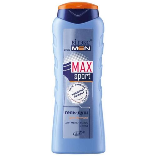 Гель для душа BIELITA BITЭКС FOR MEN MAX Sport для мытья волос и тела, Тройной Эффект