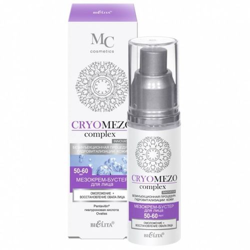 MesoCream-Booster yuz uchun BIELITA "CRYOMEZOcomplex" "Yoshartirish + yuz ovalini tiklash", 50-60 yil