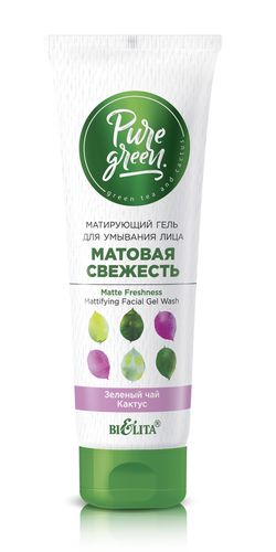 Гель для умывания лица BIELITA BITЭКС Pure Green матирующий, матовая свежесть