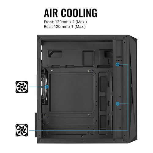 Kompyuter korpusi AeroCool CS-107-A-BK-v1 Acril + FAN120, в Узбекистане