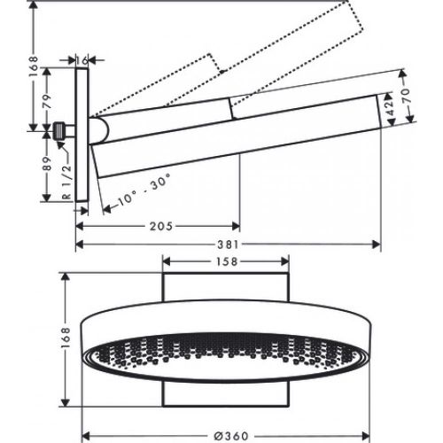 Hansgrohe Rainfinity 360 1jet ustki dush devor kronshteynli 26230340, купить недорого