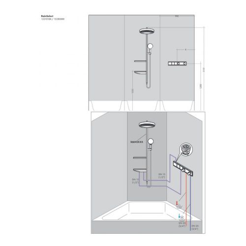 Термостат hansgrohe RainSelect для скрытой установки 2 функции 15380700, в Узбекистане