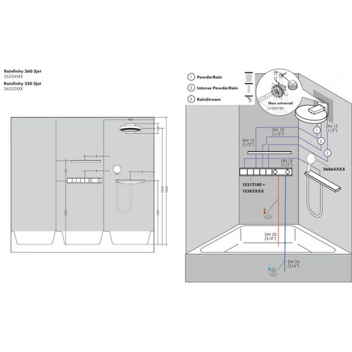 Hansgrohe Rainfinity 360 3jet 26234670devor ulagichli ustki dush, в Узбекистане