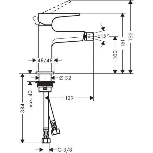 Смеситель hansgrohe Metropol для биде, однорычажный, со сливным клапаном Push-Open 32520700, купить недорого