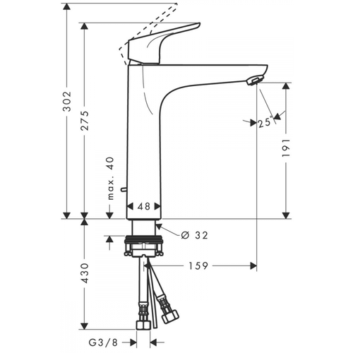 Смеситель hansgrohe Focus для раковины 31608000, фото