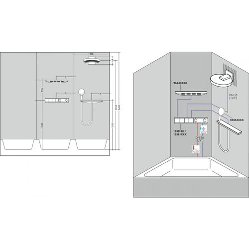 Верхний душ hansgrohe Rainfinity 250 1jet EcoSmart 9 л/мин. с настенным разъемом 26227700, купить недорого