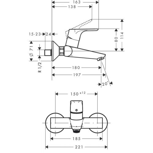 Смеситель для раковины Hansgrohe 31923000, купить недорого