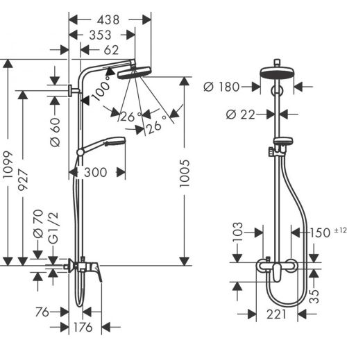 Душевая система hansgrohe Crometta 160 1Jet со смесителем 27266400, фото