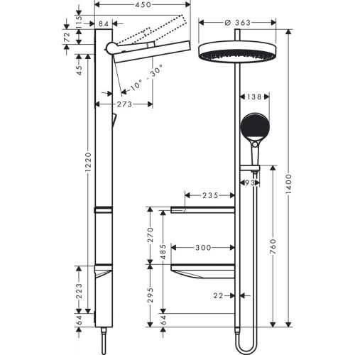 Душевая система hansgrohe Rainfinity Showerpipe 360 1jet 26842700, фото