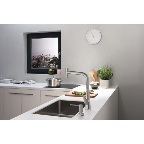 Кухонный смеситель однорычажный, 300, с вытяжным душем, 2jet, sBox Hansgrohe 73867000, фото