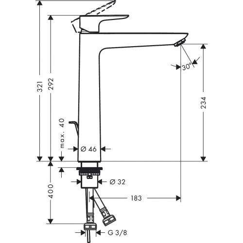 Hansgrohe Talis E bitta tutqichli rakovina krani 240, garnitura to'plami bilan 71716670, купить недорого