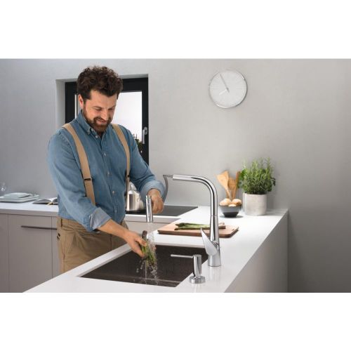 Кухонный смеситель однорычажный, 300, с вытяжным душем, 2jet, sBox Hansgrohe 73867000, купить недорого