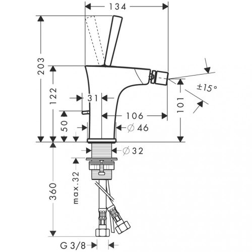 hansgrohe PuraVida bide uchun kran 15270000, купить недорого