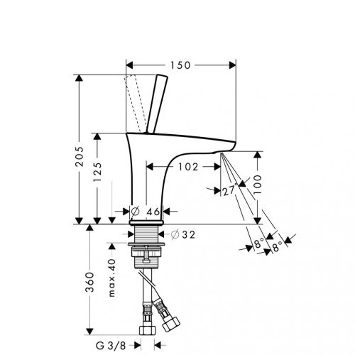 Hansgrohe PuraVida krani kichik rakovina uchun 15075400, купить недорого