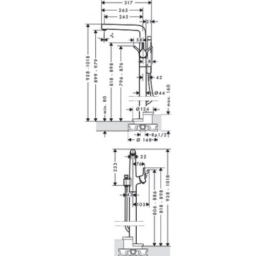 Смеситель для ванны, однорычажный, напольный Hansgrohe 72412000, купить недорого