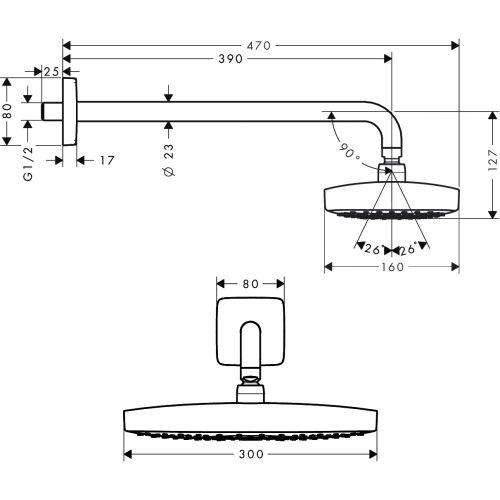 Ustki dush hansgrohe Raindance Select E 300 2jet 27385000, в Узбекистане