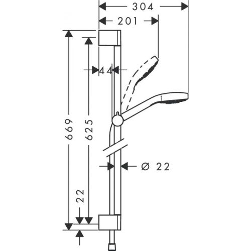 Dush to'plami hansgrohe Croma Select S 1jet 65 sm shtanga bilan 26564400, фото