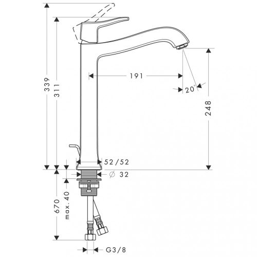 Смеситель hansgrohe Metris Classic для раковины 31078000, в Узбекистане