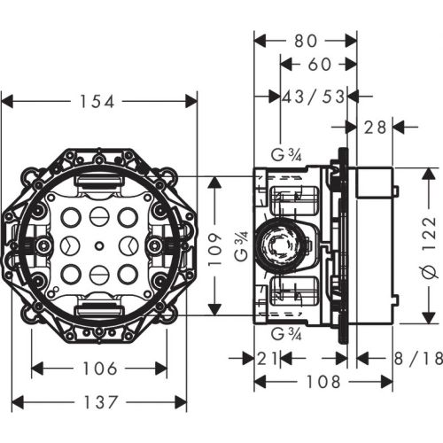 O'rnatish qutisi hansgrohe Ibox Universal 01800180, купить недорого