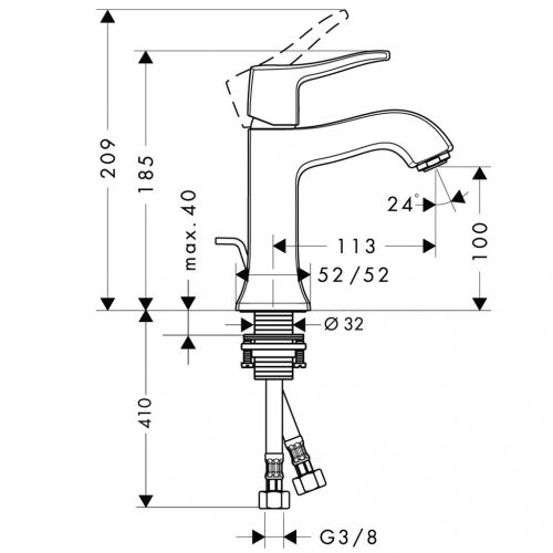 hansgrohe Metris Classic rakovina uchun kran 31075000, фото