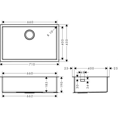 hansgrohe S71 stol moykasi S719-U660 43428800, zanglamaydigan po'lat Po'lat, в Узбекистане