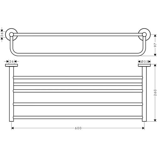 Hansgrohe Logis Universal ushlagichli sochiq tokchasi, 600 mm. 41720000, купить недорого