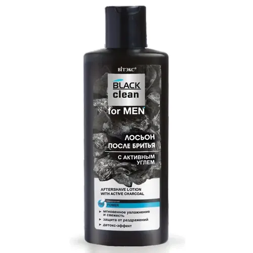 Vitex BLACK CLEAN FOR ERKAKLAR uchun faollashtirilgan ko'mirli soqoldan keyin loson