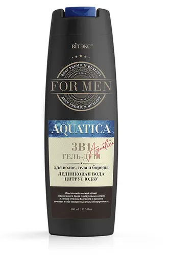 Гель-душ Витэкс For MEN AQUATICA 3в1 для волос тела и бороды ледниковая вода и цитрус юдзу