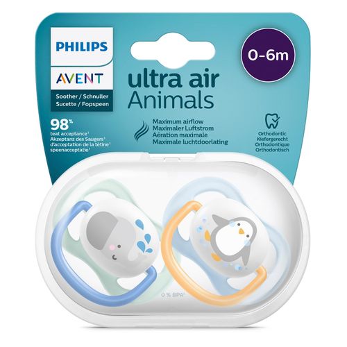 Пустышка Philips Avent Ultra Air Animals SCF 080/05 0-6 мес