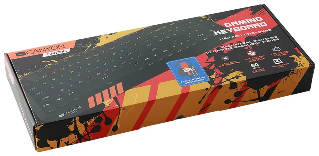 Игровая клавиатура Hazard GK-6 (CND-SKB6) + Игровой коврик для мыши Canyon MP-8 500x420 (CND-CMP8), в Узбекистане