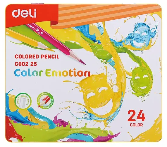 Карандаши Deli 24 цвета Color Emotion металлическая коробка 00225