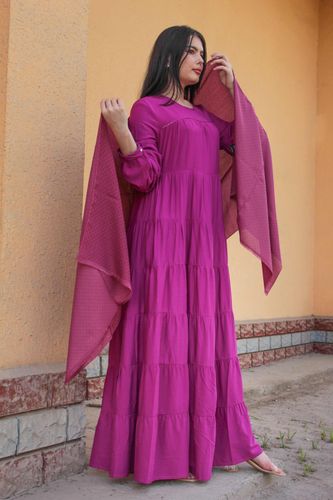 Женское Длинное Платье Simma Style С Рукавами Фонарики 10025, Фиолетовый, в Узбекистане