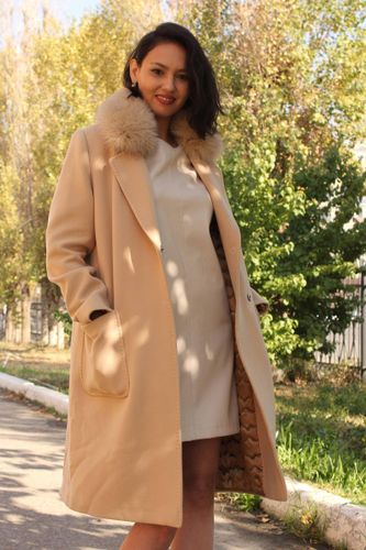 Женское Кашемировое Пальто Eva С Мехом E2856, купить недорого