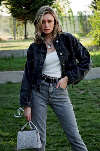 Женская укороченная джинсовая куртка-пиджак ALCX7192