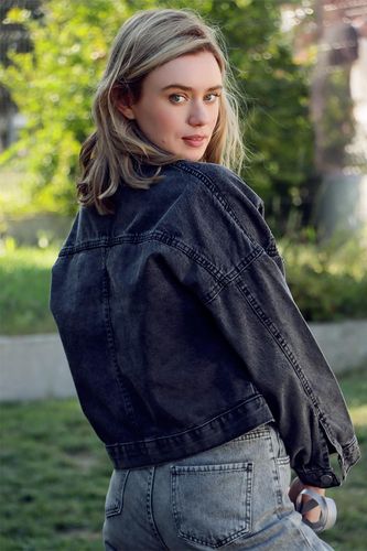 Женская укороченная джинсовая куртка-пиджак ALCX7192, купить недорого