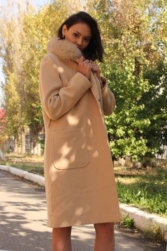 Женское Кашемировое Пальто Eva С Мехом E2856