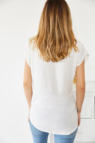 Белая Блуза с V-Образным Вырезом 0YXK2-43806-01, купить недорого