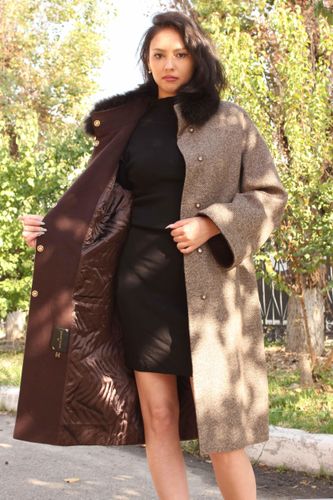 Женское Кашемировое Пальто Moda Larissa С Мехом L3833, в Узбекистане