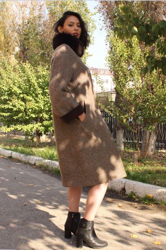 Женское Кашемировое Пальто Moda Larissa С Мехом L3833, фото
