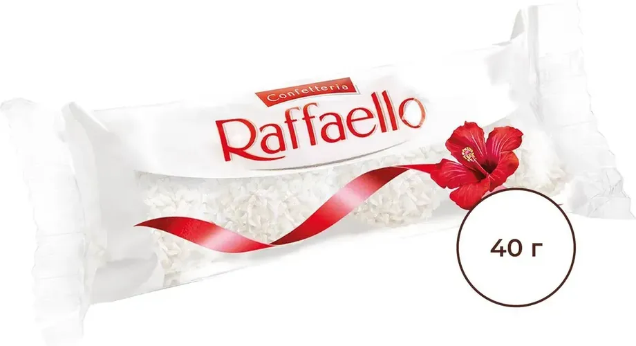 Конфеты Raffaello с цельным миндальным орехом в кокосовой обсыпке, 40г