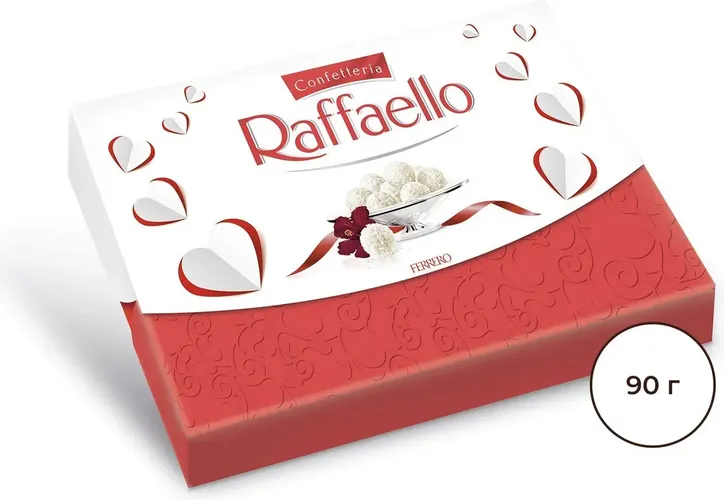 Конфеты Raffaello с цельным миндальным орехом в кокосовой обсыпке, 90г