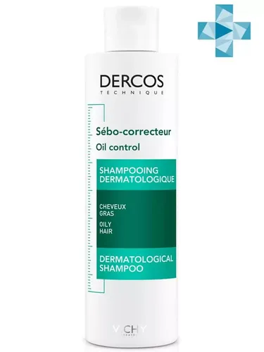 Шампунь Vichy Dercos Oil Control Treatment Shampoo питательный для жирных волос себо-регулирующий, 200 мл