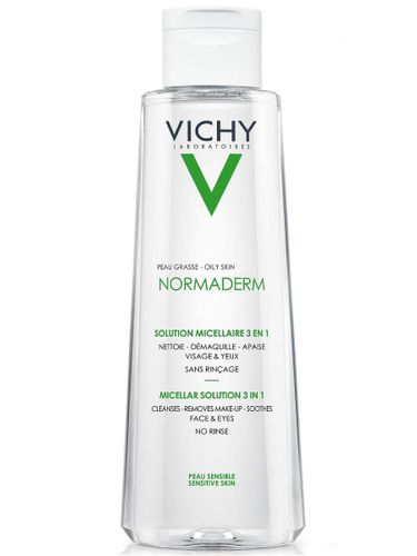 Мицеллярная вода VICHY 3в1 Normaderm для снятия макияжа и очищения жирной чувствительной кожи лица и глаз