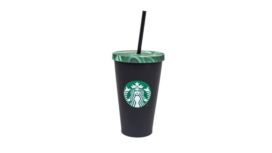 Стакан с трубочкой Starbucks матовый, 480мл, Black-Green