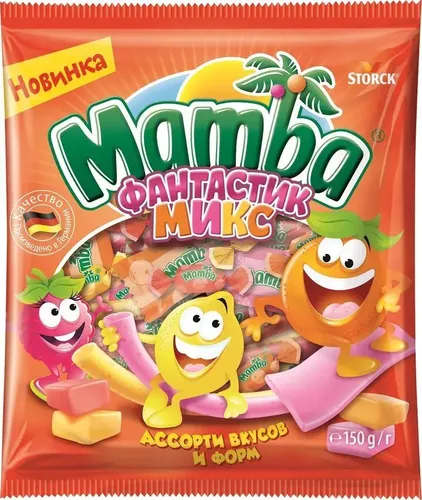 Жевательная ириска MAMBA, 150 г, Фруктовый микс