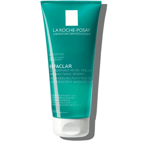 La Roche-Posay Effaclar mikro-piling geli yuz va tananing muammoli terisini tozalash uchun doimiy kamchiliklarni kamaytirish uchun