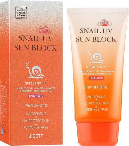 Солнцезащитный крем Jigott Snail UV Sun Block SPF 50+/PA+++ с муцином улитки