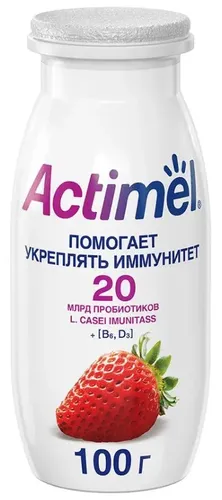 Напиток кисломолочный Actimel, 100 мл, Клубника