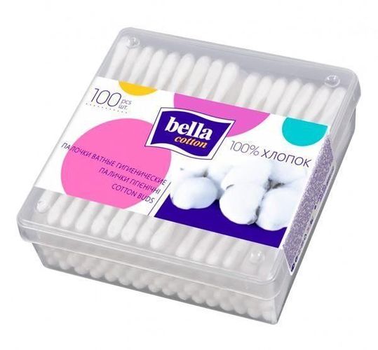 Paxtali cho'plar Bella Cotton gigienik to'rtburchak qadoqda, 1х100
